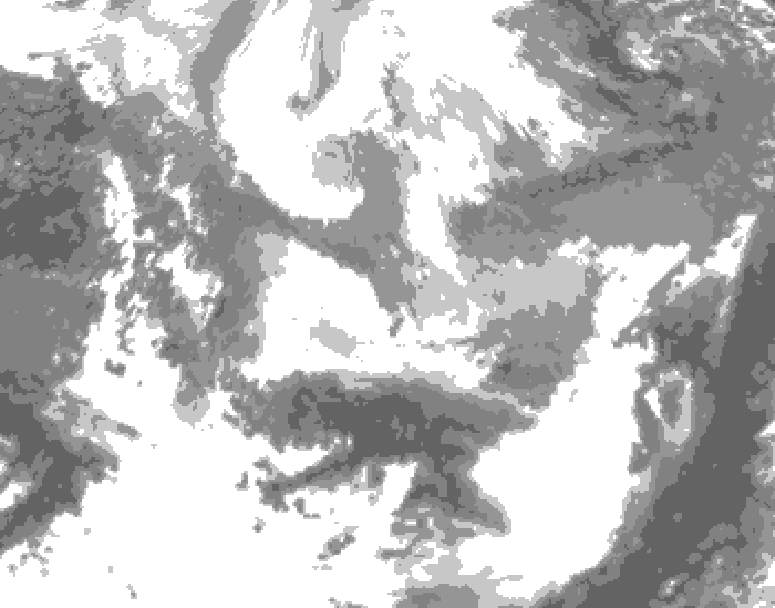 GDPS total cloud 036 hour forecast chart for Canada based on 2026/04/07 0000Z data