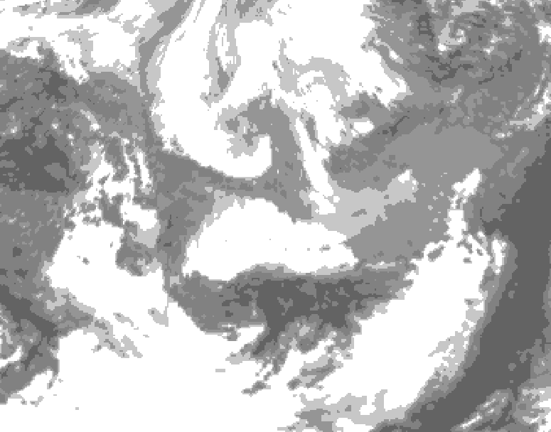 GDPS total cloud 042 hour forecast chart for Canada based on 2026/04/07 0000Z data
