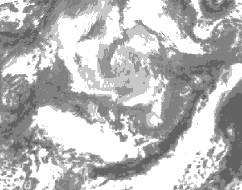 GDPS total cloud 090 hour forecast chart for Canada based on 2026/04/07 0000Z data