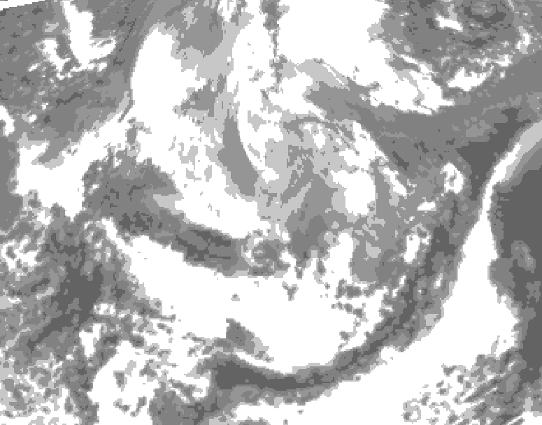 GDPS total cloud 102 hour forecast chart for Canada based on 2026/04/07 0000Z data