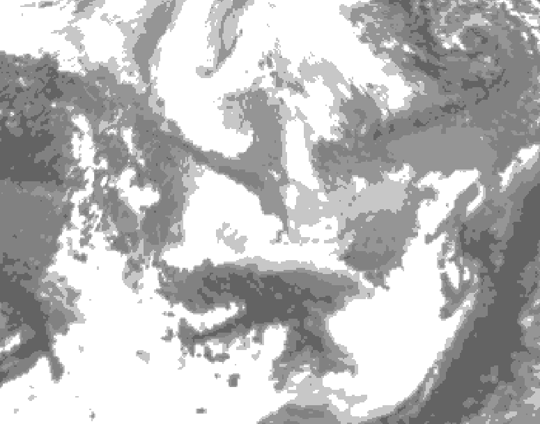 GDPS total cloud 024 hour forecast chart for Canada based on 2026/04/07 1200Z data