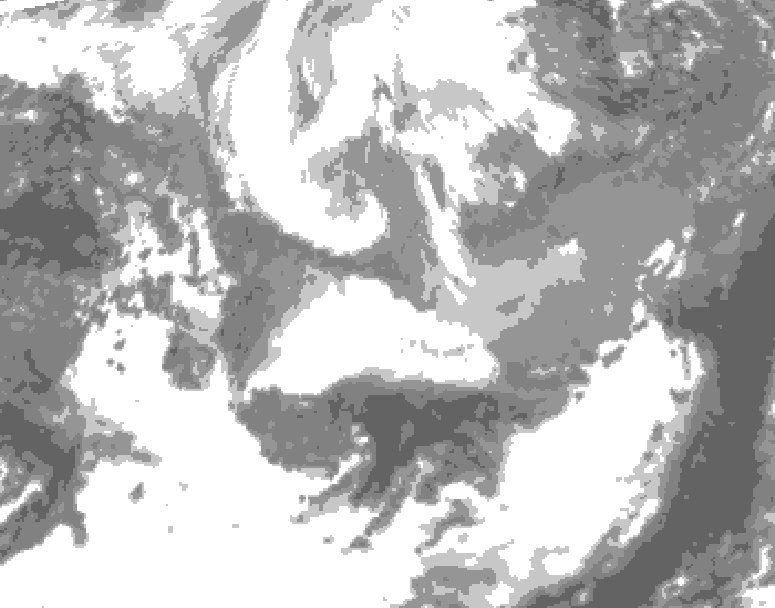 GDPS total cloud 030 hour forecast chart for Canada based on 2026/04/07 1200Z data