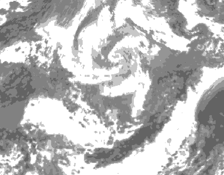 GDPS total cloud 072 hour forecast chart for Canada based on 2026/04/07 1200Z data