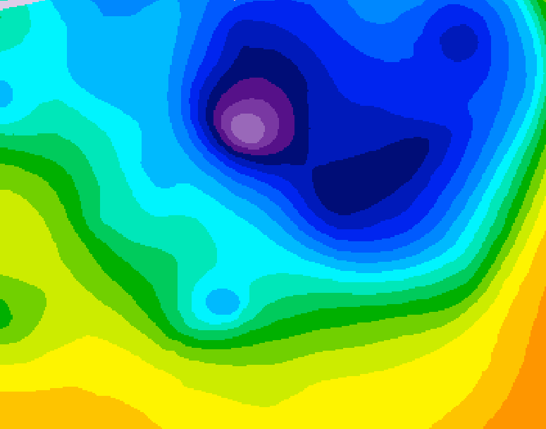 GDPS 500 millibar geopotential height 012 hour forecast chart for Canada based on 2026/04/08 0000Z data
