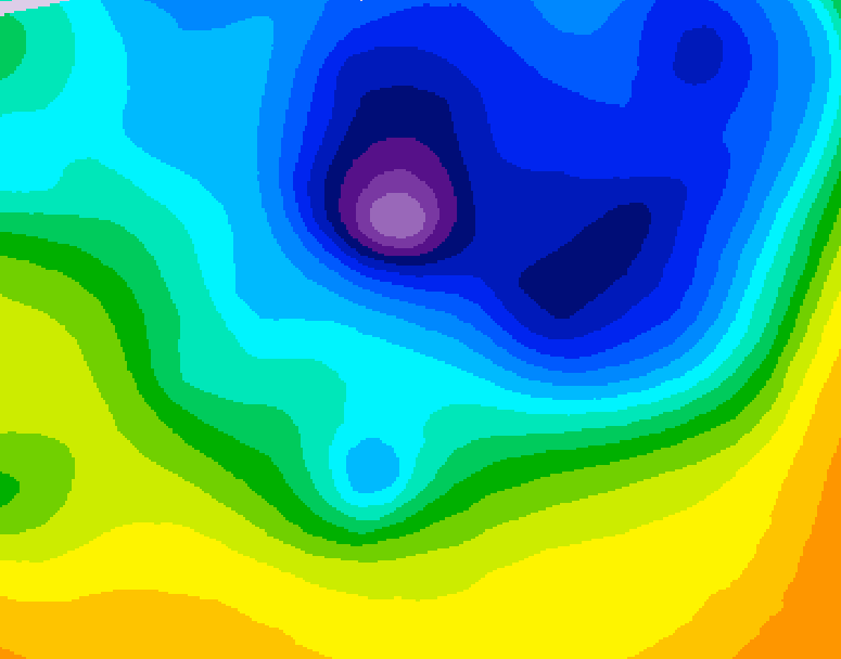 GDPS 500 millibar geopotential height 018 hour forecast chart for Canada based on 2026/04/08 0000Z data