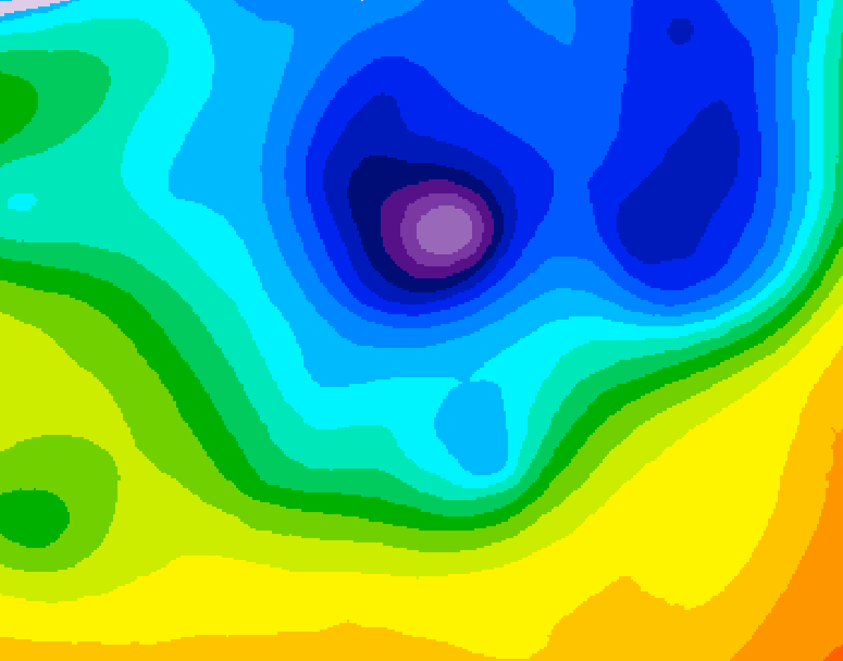 GDPS 500 millibar geopotential height 036 hour forecast chart for Canada based on 2026/04/08 0000Z data