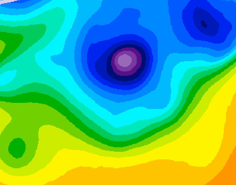 GDPS 500 millibar geopotential height 054 hour forecast chart for Canada based on 2026/04/08 0000Z data