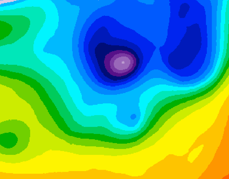 GDPS 500 millibar geopotential height 024 hour forecast chart for Canada based on 2026/04/08 1200Z data