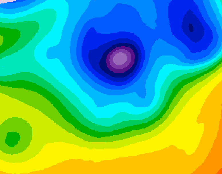 GDPS 500 millibar geopotential height 036 hour forecast chart for Canada based on 2026/04/08 1200Z data