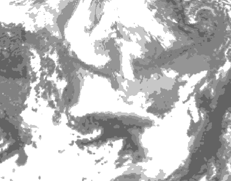 GDPS total cloud 012 hour forecast chart for Canada based on 2026/04/08 0000Z data
