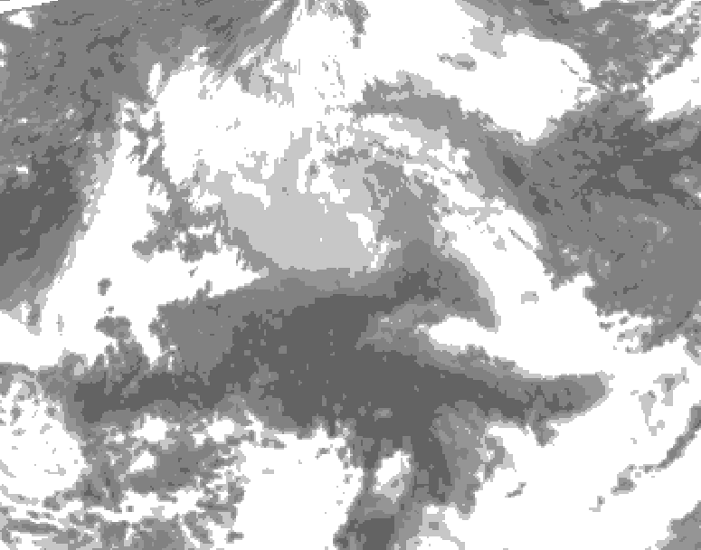 GDPS total cloud 120 hour forecast chart for Canada based on 2026/04/08 0000Z data