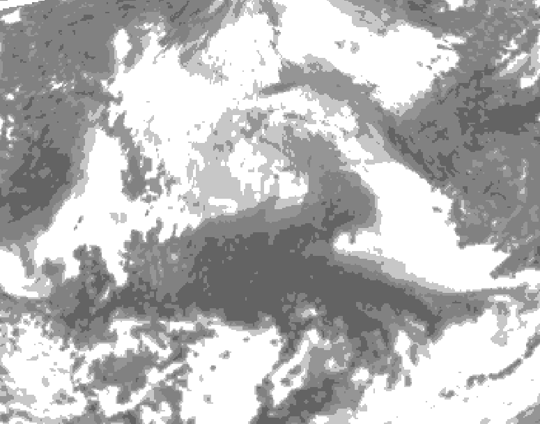 GDPS total cloud 126 hour forecast chart for Canada based on 2026/04/08 0000Z data