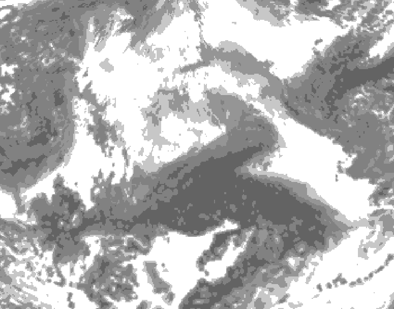 GDPS total cloud 132 hour forecast chart for Canada based on 2026/04/08 0000Z data