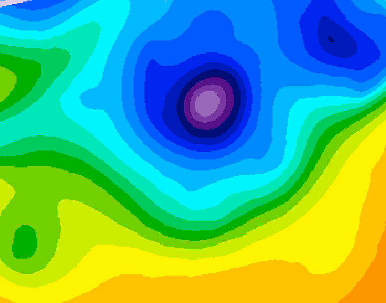 GDPS 500 millibar geopotential height 030 hour forecast chart for Canada based on 2026/04/09 0000Z data