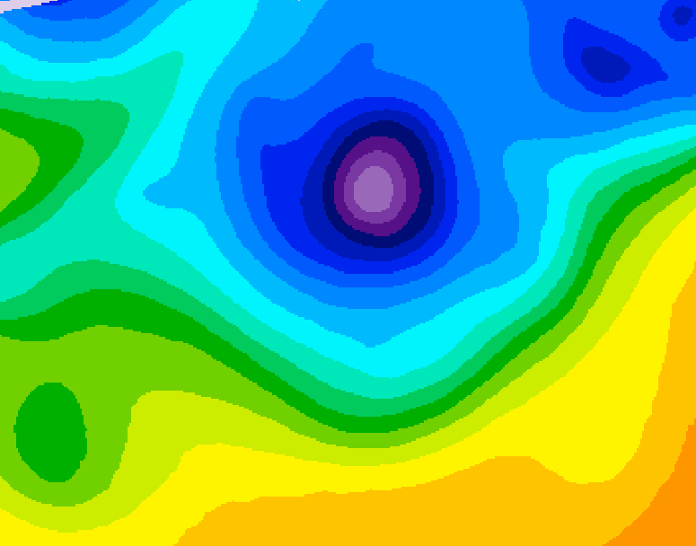 GDPS 500 millibar geopotential height 036 hour forecast chart for Canada based on 2026/04/09 0000Z data