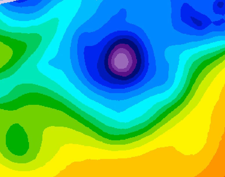 GDPS 500 millibar geopotential height 024 hour forecast chart for Canada based on 2026/04/09 1200Z data