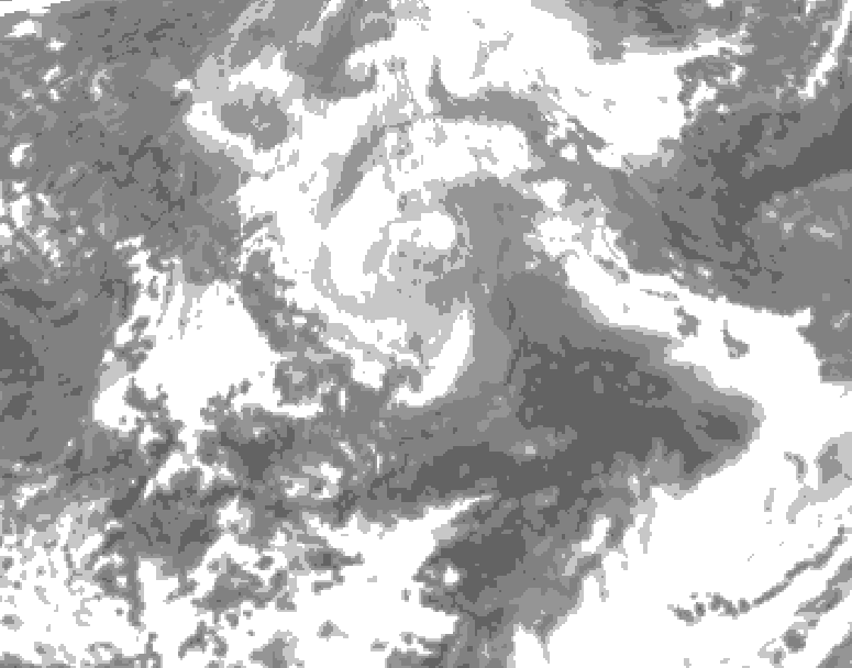 GDPS total cloud 102 hour forecast chart for Canada based on 2026/04/09 0000Z data