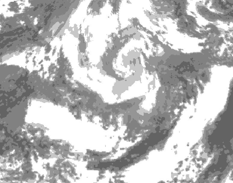 GDPS total cloud 024 hour forecast chart for Canada based on 2026/04/09 1200Z data