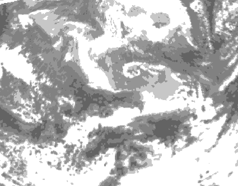 GDPS total cloud 132 hour forecast chart for Canada based on 2026/04/09 1200Z data