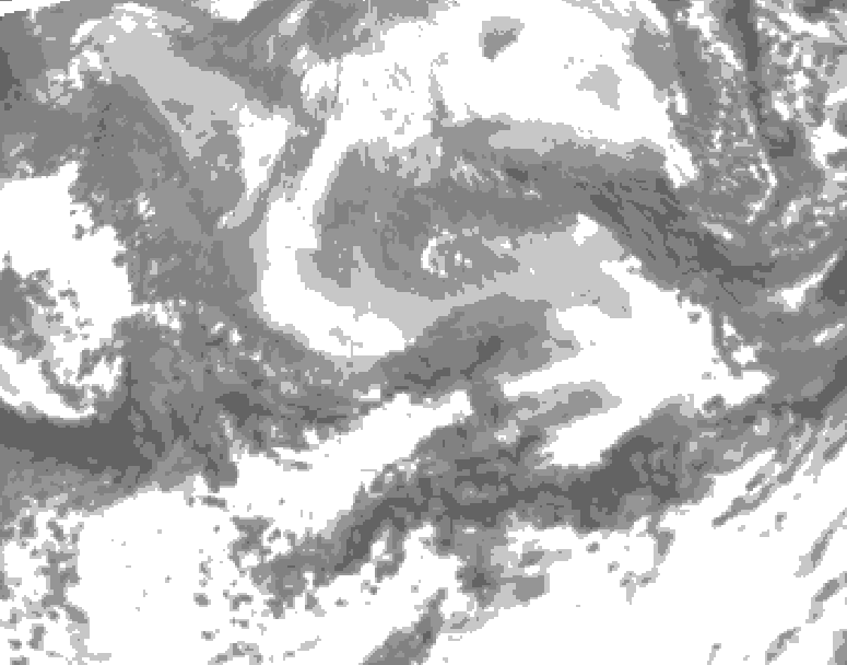 GDPS total cloud 120 hour forecast chart for Canada based on 2026/04/10 0000Z data