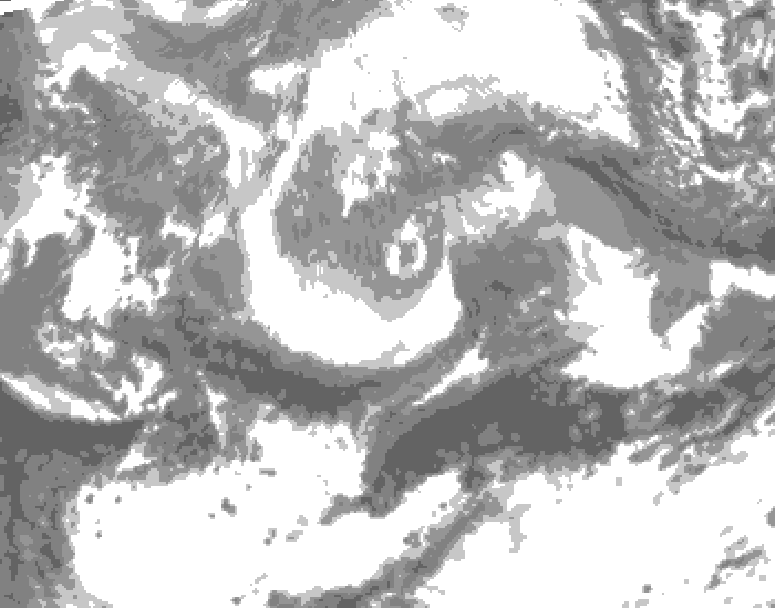 GDPS total cloud 132 hour forecast chart for Canada based on 2026/04/10 0000Z data