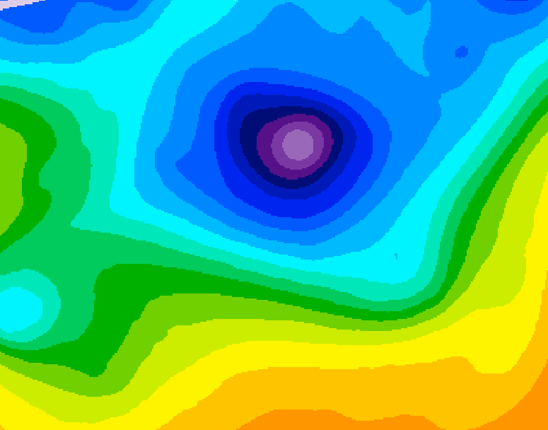 GDPS 500 millibar geopotential height 012 hour forecast chart for Canada based on 2026/04/11 0000Z data