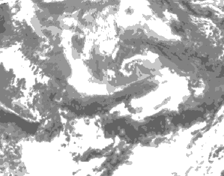 GDPS total cloud 102 hour forecast chart for Canada based on 2026/04/11 0000Z data