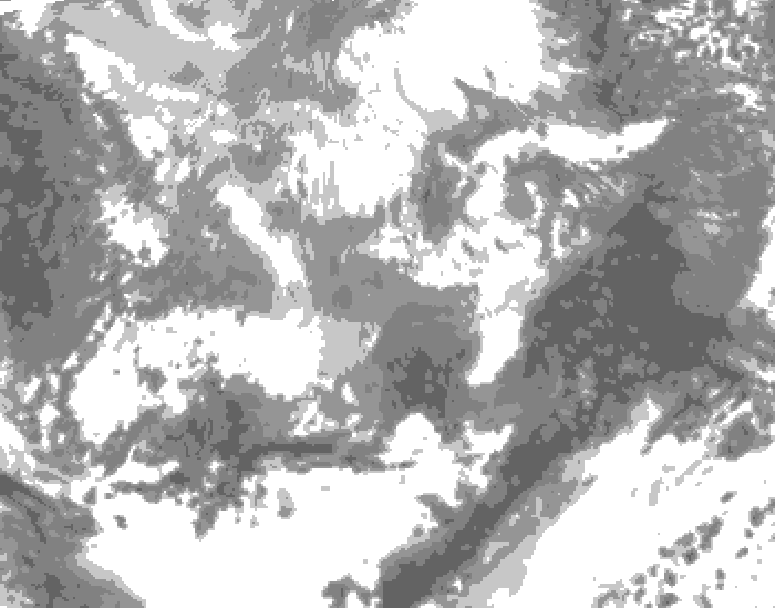 GDPS total cloud 132 hour forecast chart for Canada based on 2026/04/11 0000Z data