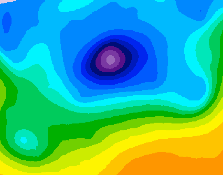 GDPS 500 millibar geopotential height 012 hour forecast chart for Canada based on 2026/04/12 0000Z data
