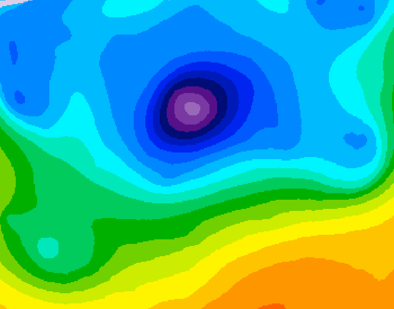 GDPS 500 millibar geopotential height 018 hour forecast chart for Canada based on 2026/04/12 0000Z data