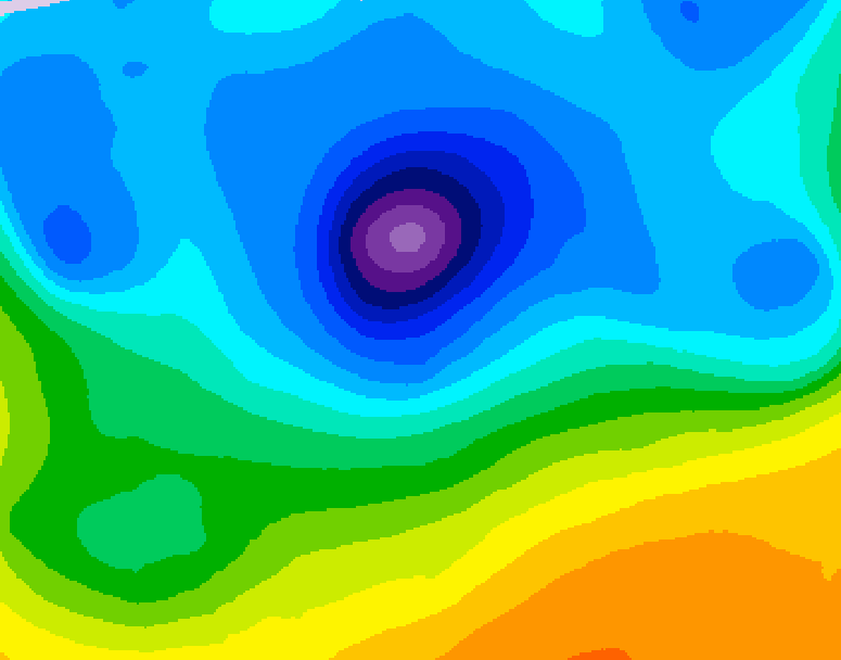 GDPS 500 millibar geopotential height 024 hour forecast chart for Canada based on 2026/04/12 0000Z data