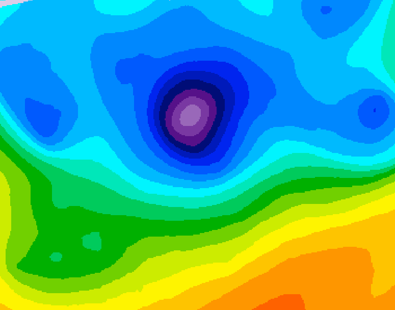 GDPS 500 millibar geopotential height 030 hour forecast chart for Canada based on 2026/04/12 0000Z data