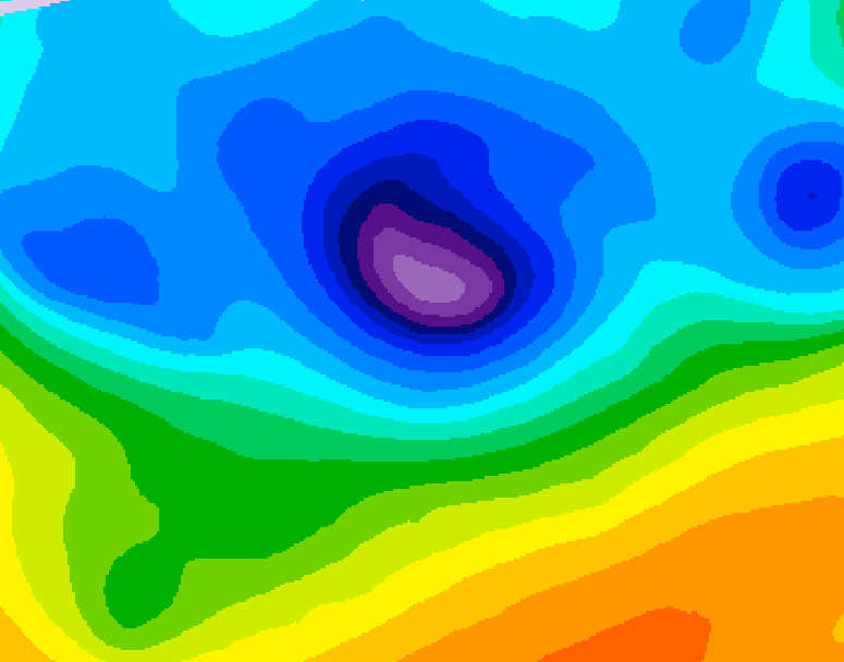 GDPS 500 millibar geopotential height 042 hour forecast chart for Canada based on 2026/04/12 0000Z data