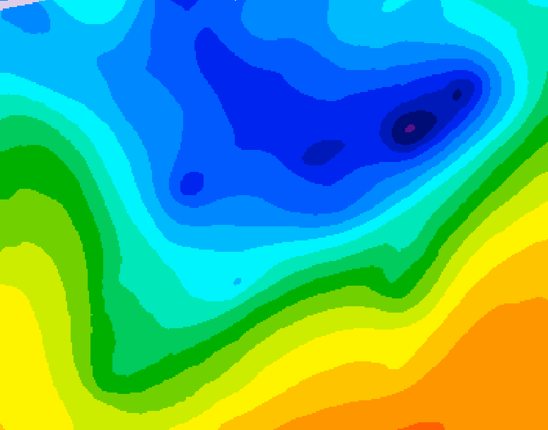 GDPS 500 millibar geopotential height 132 hour forecast chart for Canada based on 2026/04/12 0000Z data