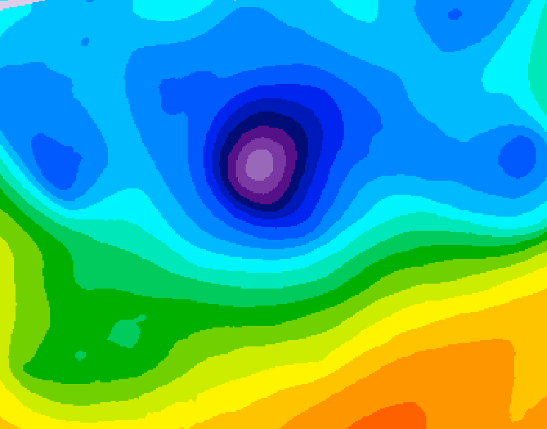 GDPS 500 millibar geopotential height 018 hour forecast chart for Canada based on 2026/04/12 1200Z data