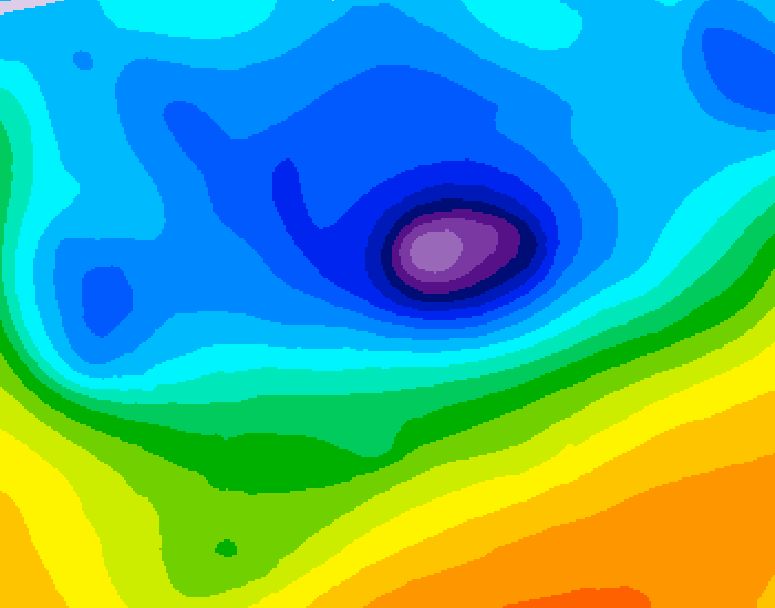 GDPS 500 millibar geopotential height 054 hour forecast chart for Canada based on 2026/04/12 1200Z data