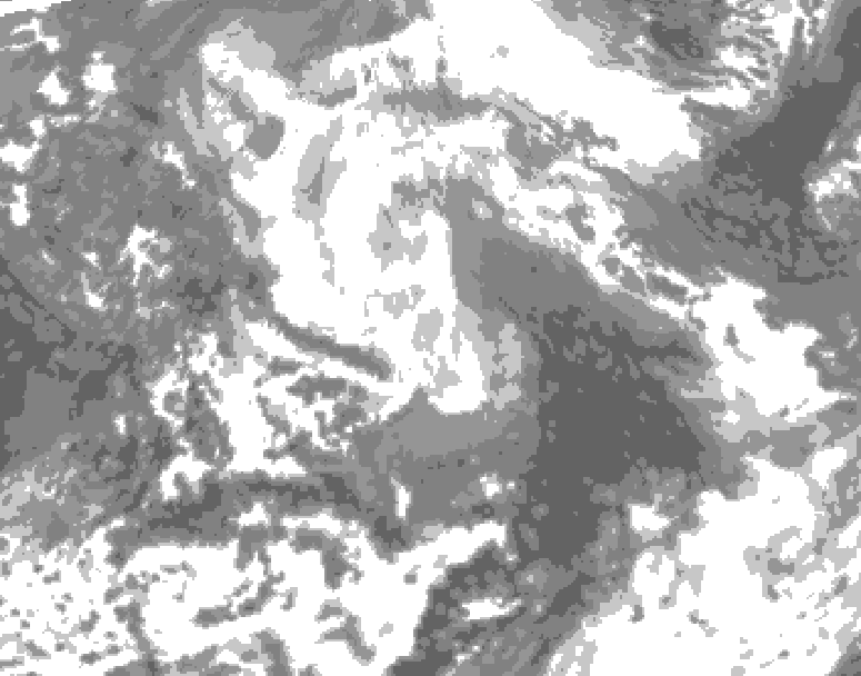 GDPS total cloud 036 hour forecast chart for Canada based on 2026/04/12 0000Z data