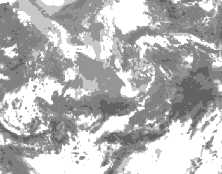 GDPS total cloud 096 hour forecast chart for Canada based on 2026/04/12 0000Z data