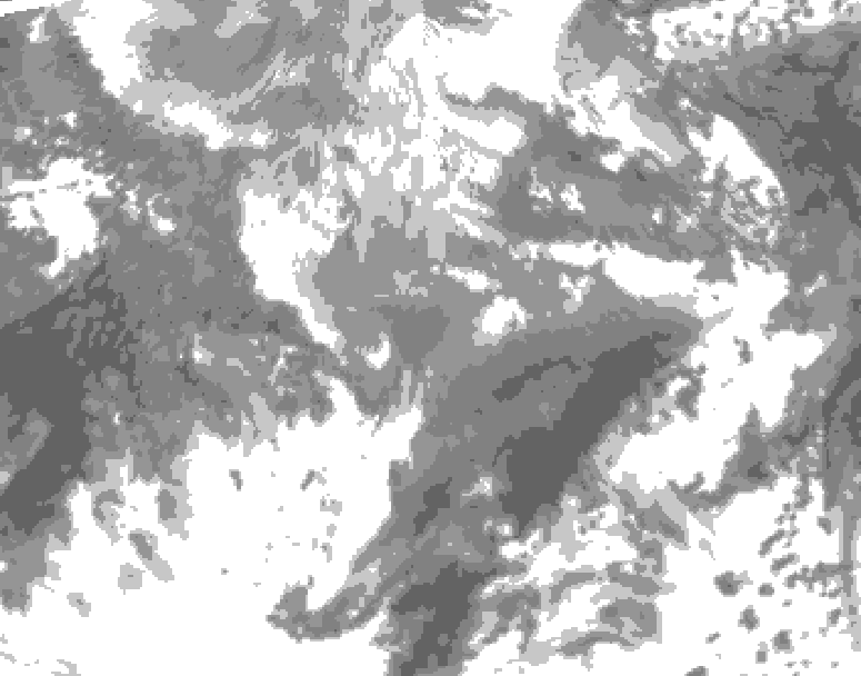 GDPS total cloud 150 hour forecast chart for Canada based on 2026/04/12 1200Z data