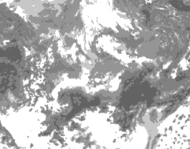 GDPS total cloud 102 hour forecast chart for Canada based on 2026/04/13 0000Z data