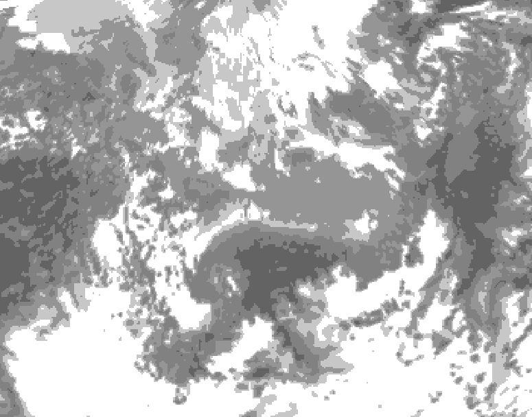 GDPS total cloud 120 hour forecast chart for Canada based on 2026/04/13 0000Z data