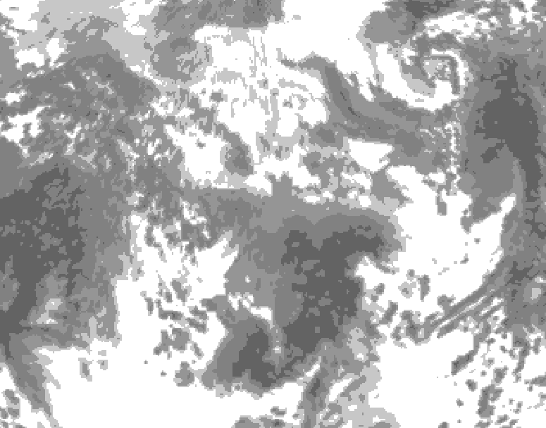 GDPS total cloud 132 hour forecast chart for Canada based on 2026/04/13 0000Z data