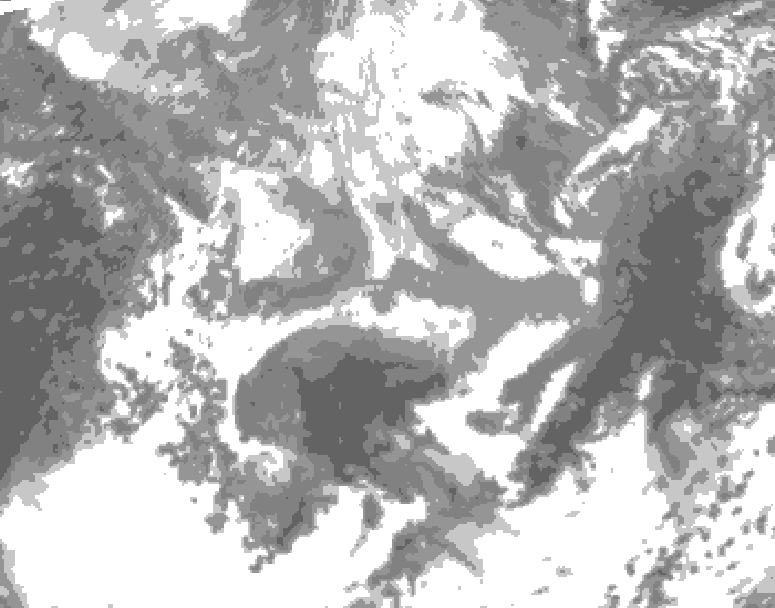 GDPS total cloud 102 hour forecast chart for Canada based on 2026/04/13 1200Z data