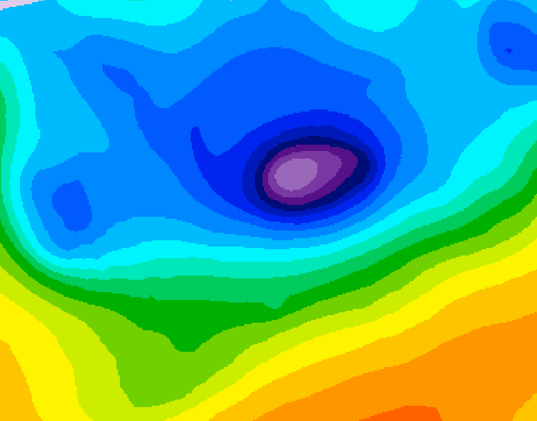 GDPS 500 millibar geopotential height 018 hour forecast chart for Canada based on 2026/04/14 0000Z data