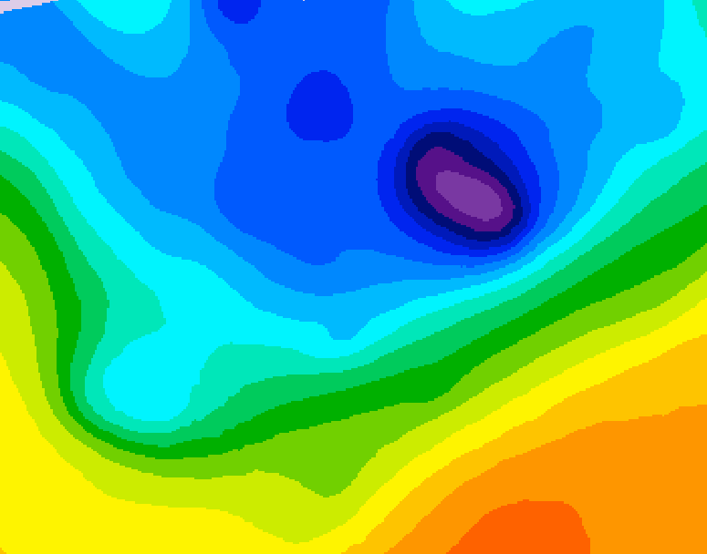 GDPS 500 millibar geopotential height 054 hour forecast chart for Canada based on 2026/04/14 0000Z data