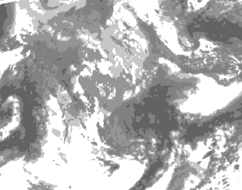 GDPS total cloud 120 hour forecast chart for Canada based on 2026/04/14 0000Z data