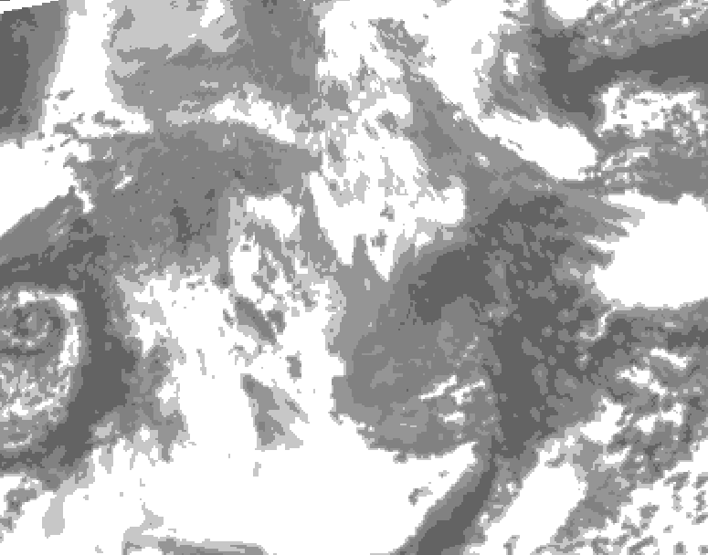GDPS total cloud 132 hour forecast chart for Canada based on 2026/04/14 0000Z data