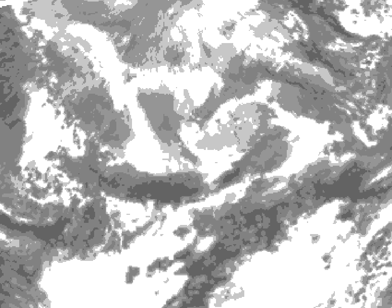 GDPS total cloud 012 hour forecast chart for Canada based on 2026/04/15 0000Z data