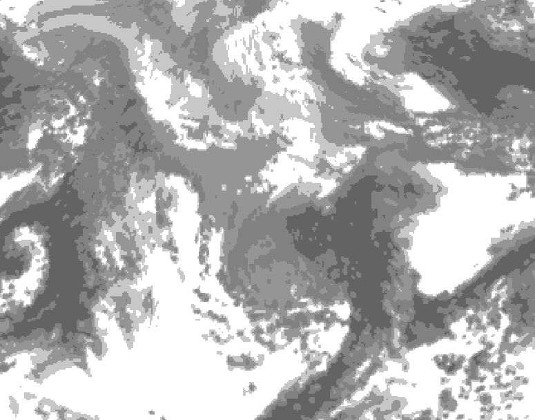 GDPS total cloud 096 hour forecast chart for Canada based on 2026/04/15 0000Z data