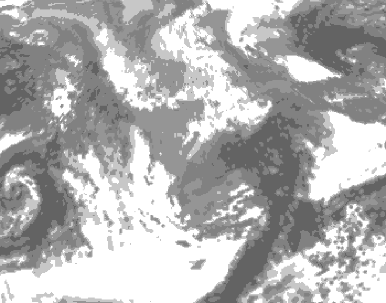 GDPS total cloud 102 hour forecast chart for Canada based on 2026/04/15 0000Z data